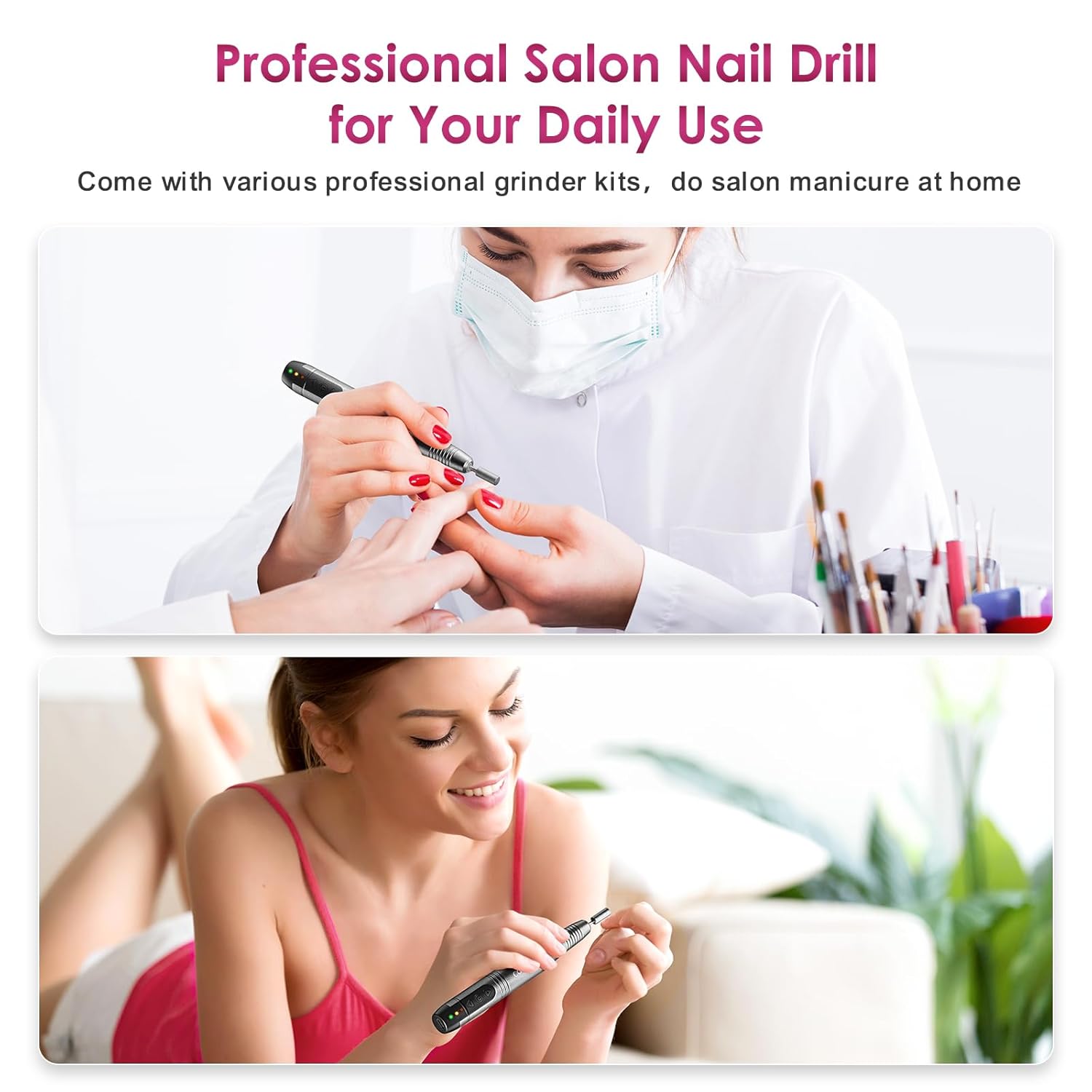 COSLUS Cordless Nail Drill Kit for Acrylic Gel Dip Nails, Rechargeable & Lightweight - Image 6