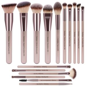 Daubigny 16Pcs Premium Synthetic Makeup Brush Set - Champagne Gold