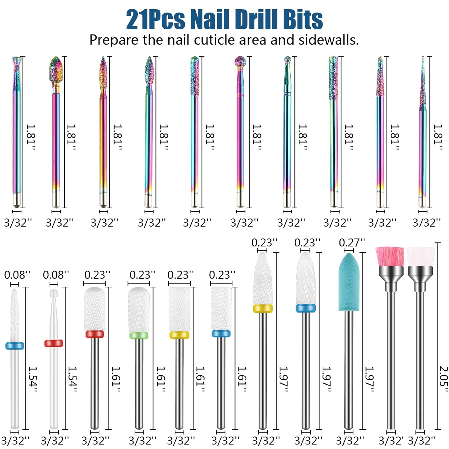 Depvko 21pcs Nail Drill Bit Set for Acrylic Gel, Manicure & Pedicure - Image 6
