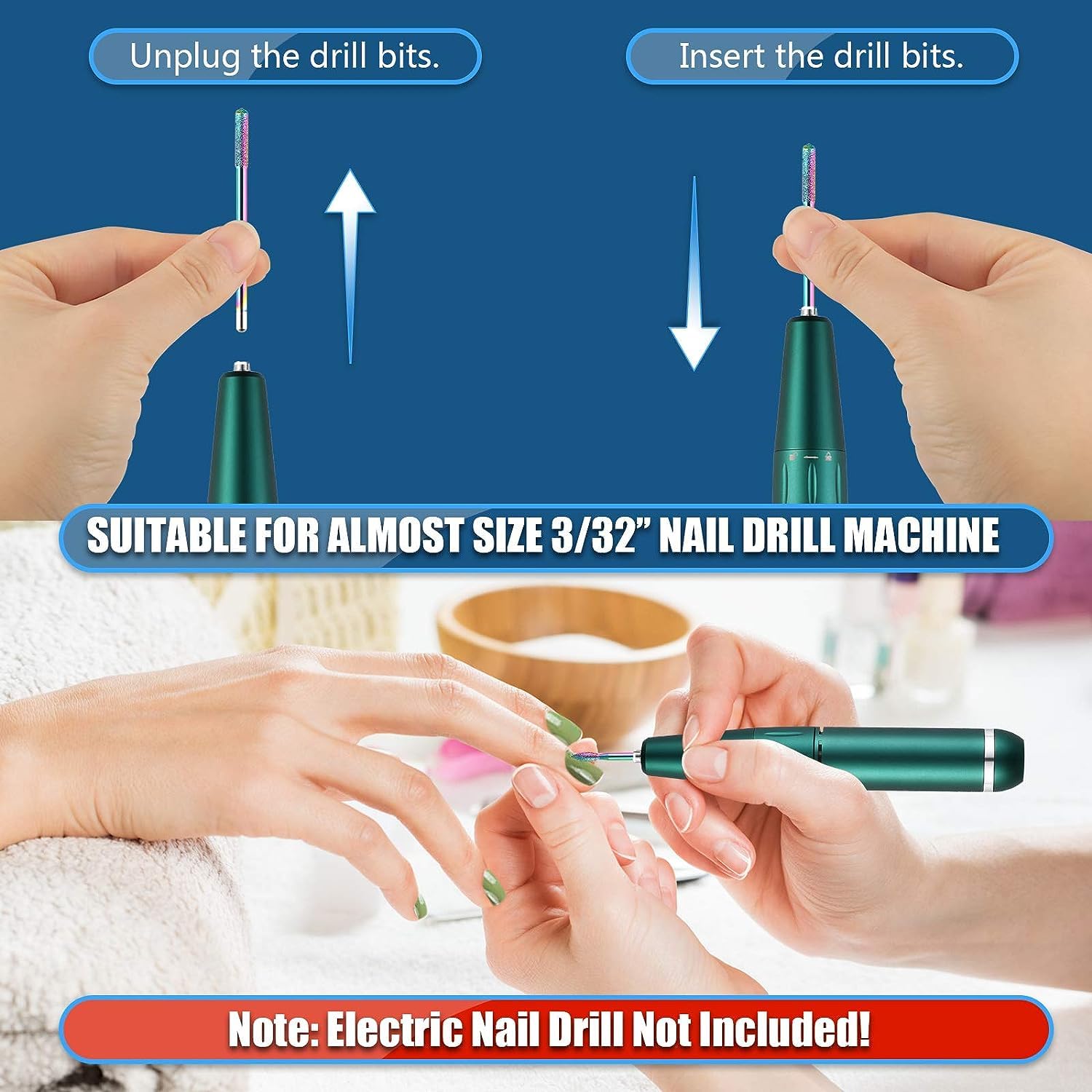 Depvko 21pcs Nail Drill Bit Set for Acrylic Gel, Manicure & Pedicure - Image 4