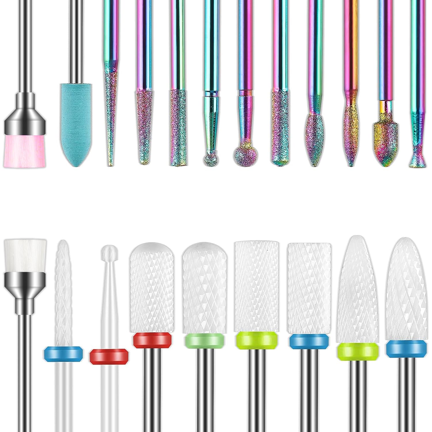 Depvko 21pcs Nail Drill Bit Set for Acrylic Gel, Manicure & Pedicure