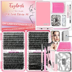 DIY Lash Extension Kit: 720 Lashes, Mirror with Light, Bond & Seal, Tweezers