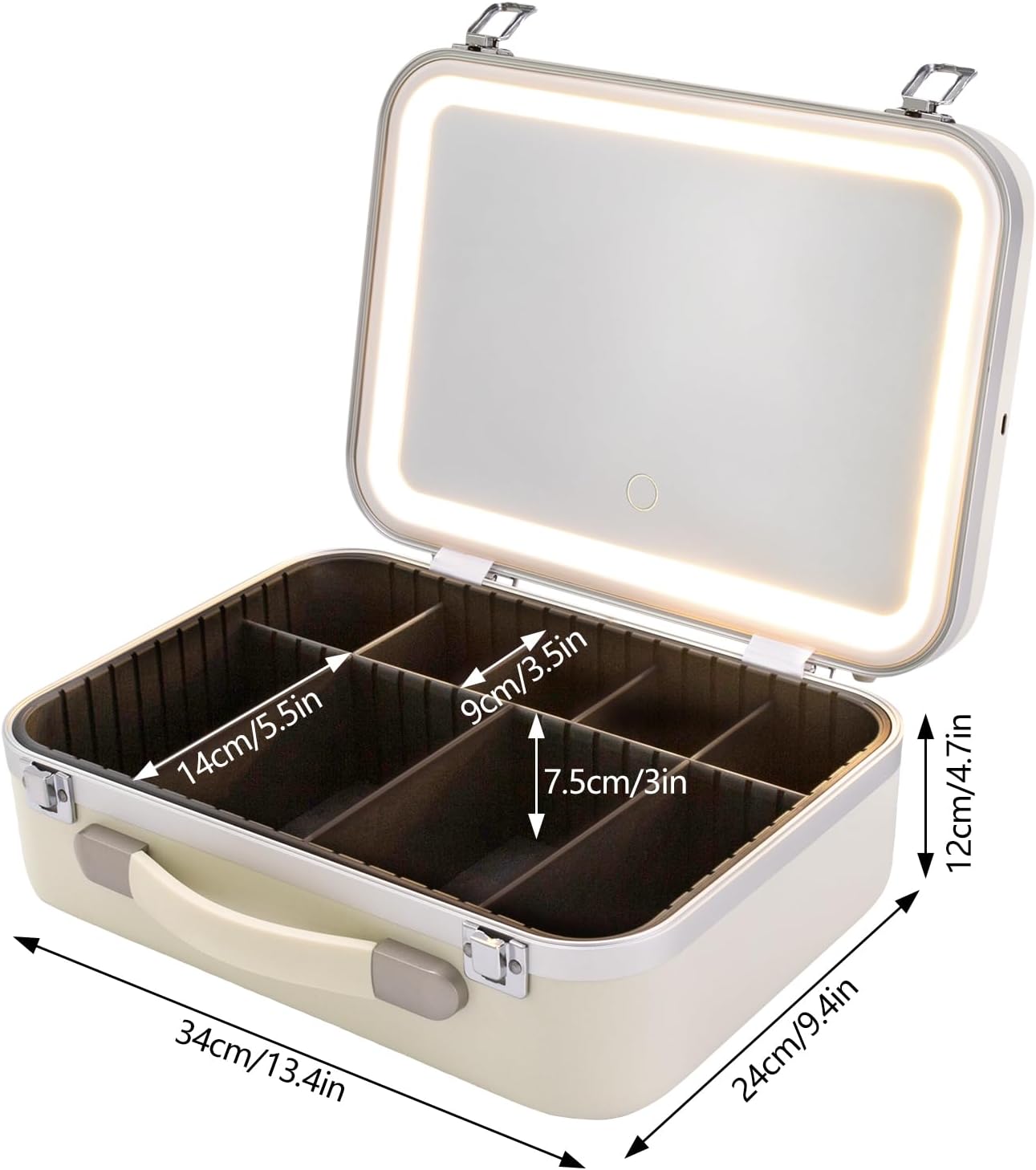 DNYSYSJ Makeup Train Case, Cosmetic Organizer Box, Makeup Case with Lights and Mirror, Makeup Case with Customized Dividers, Large Makeup Artist Organizer Kit - Image 6