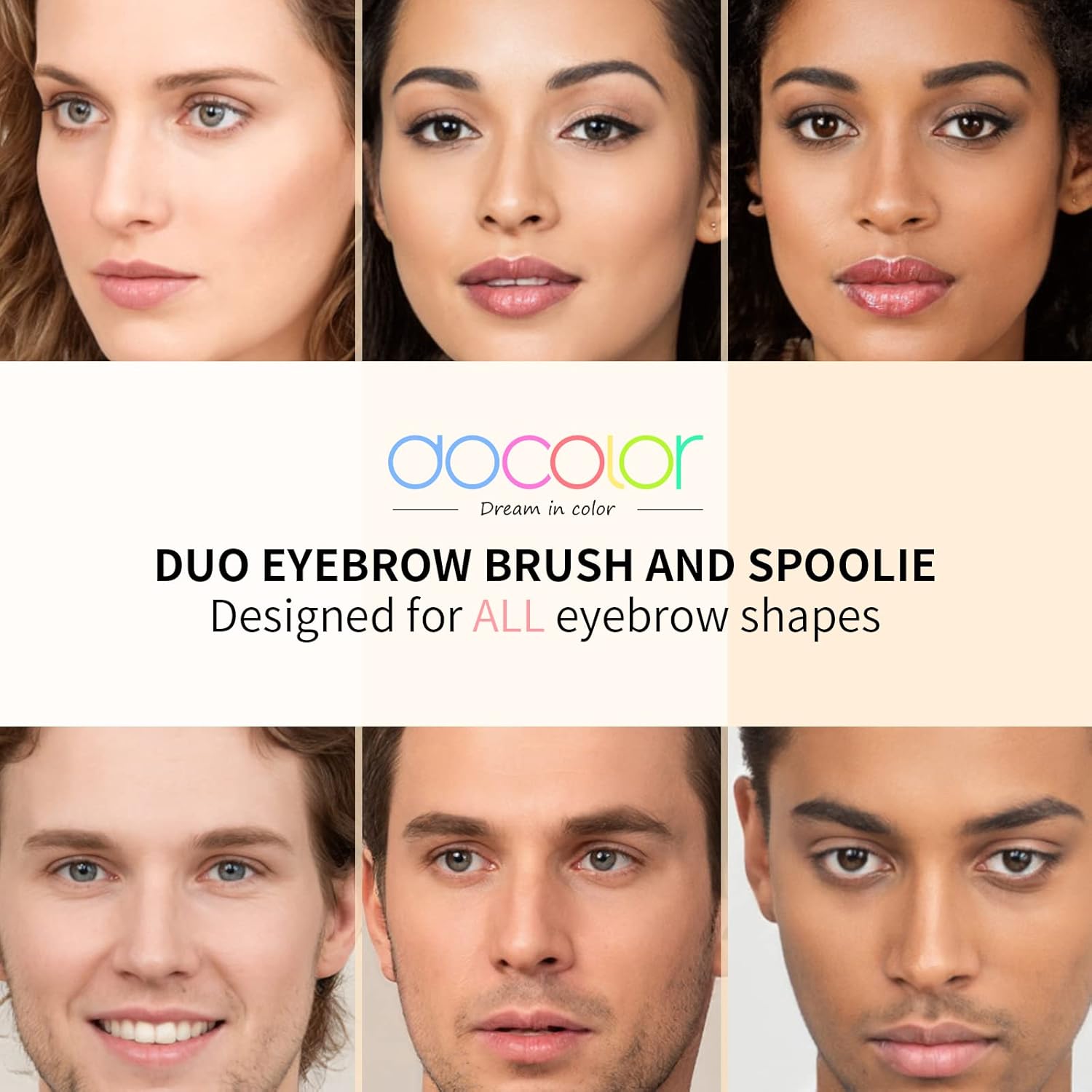 Docolor Eyebrow Brush Duo: Angled Brush & Spoolie for Brows/Lashes, White - Image 5