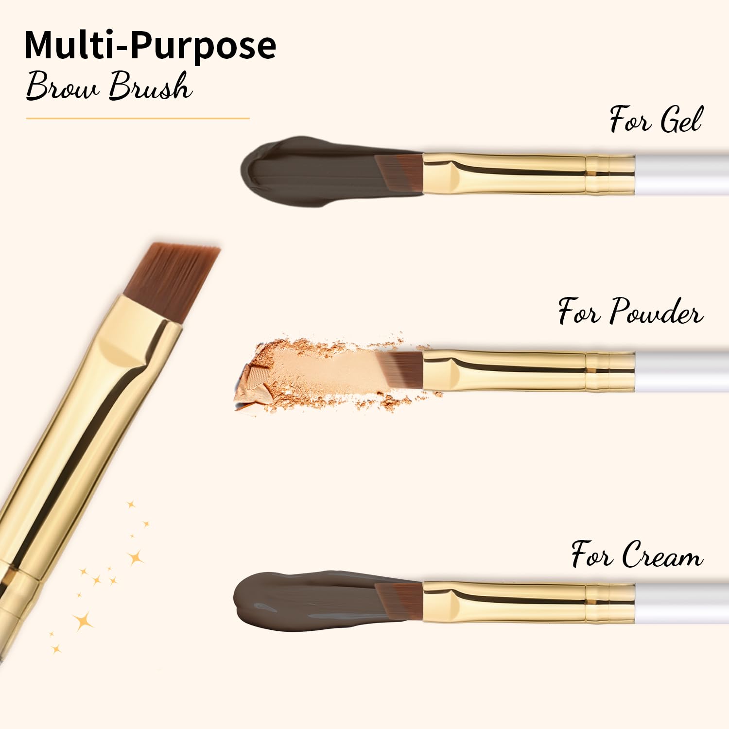 Docolor Eyebrow Brush Duo: Angled Brush & Spoolie for Brows/Lashes, White - Image 4