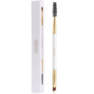Docolor Eyebrow Brush Duo: Angled Brush & Spoolie for Brows/Lashes, White