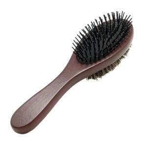 Donna Double-Sided Styling Brush - 100% Boar Bristles, Cushioned Wooden for Wet Hair