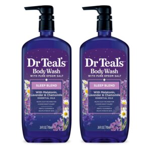 Dr. Teal's Sleep Blend Body Wash with Pure Epsom Salt, Melatonin & Essential Oil Blend, 24 fl oz (Pack of 2)