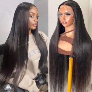 DULOVE 24" HD Lace Front Wig, 13x4 Straight Human Hair, 200 Density
