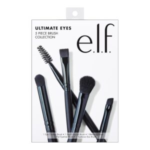 E.l.f. Ultimate Eyes 5-Piece Vegan Makeup Brush Set for Eyeliner, Eyeshadow, Brows
