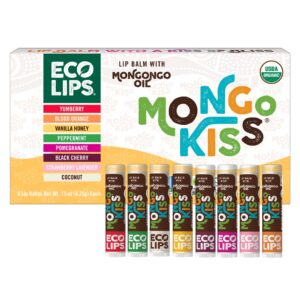 Eco Lips Mongo Kiss Organic Lip Balm 8-Pack with Mongongo Oil & Cocoa Butter