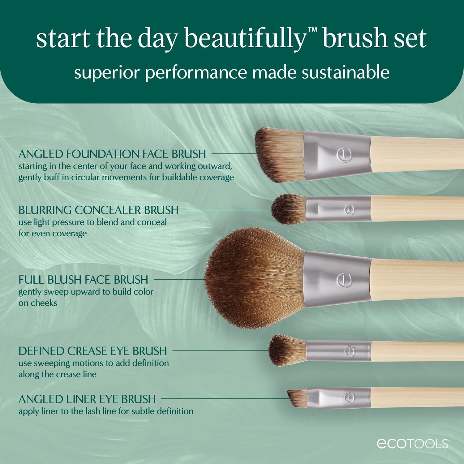 EcoTools 6-Piece Eco-Friendly Makeup Brush Set, Vegan & Cruelty-Free - Image 2