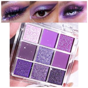 Evpct 9-Color Purple Pink Lavender Eye Shadow Palette - Highly Pigmented & Waterproof