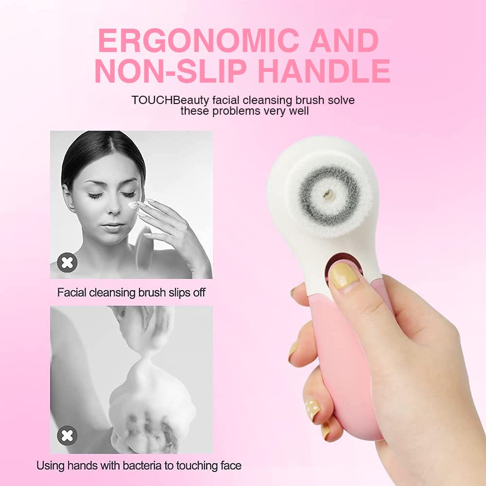 TOUCHBeauty Electric Face Brush with 3 Heads for Deep Cleansing & Exfoliation - Image 4