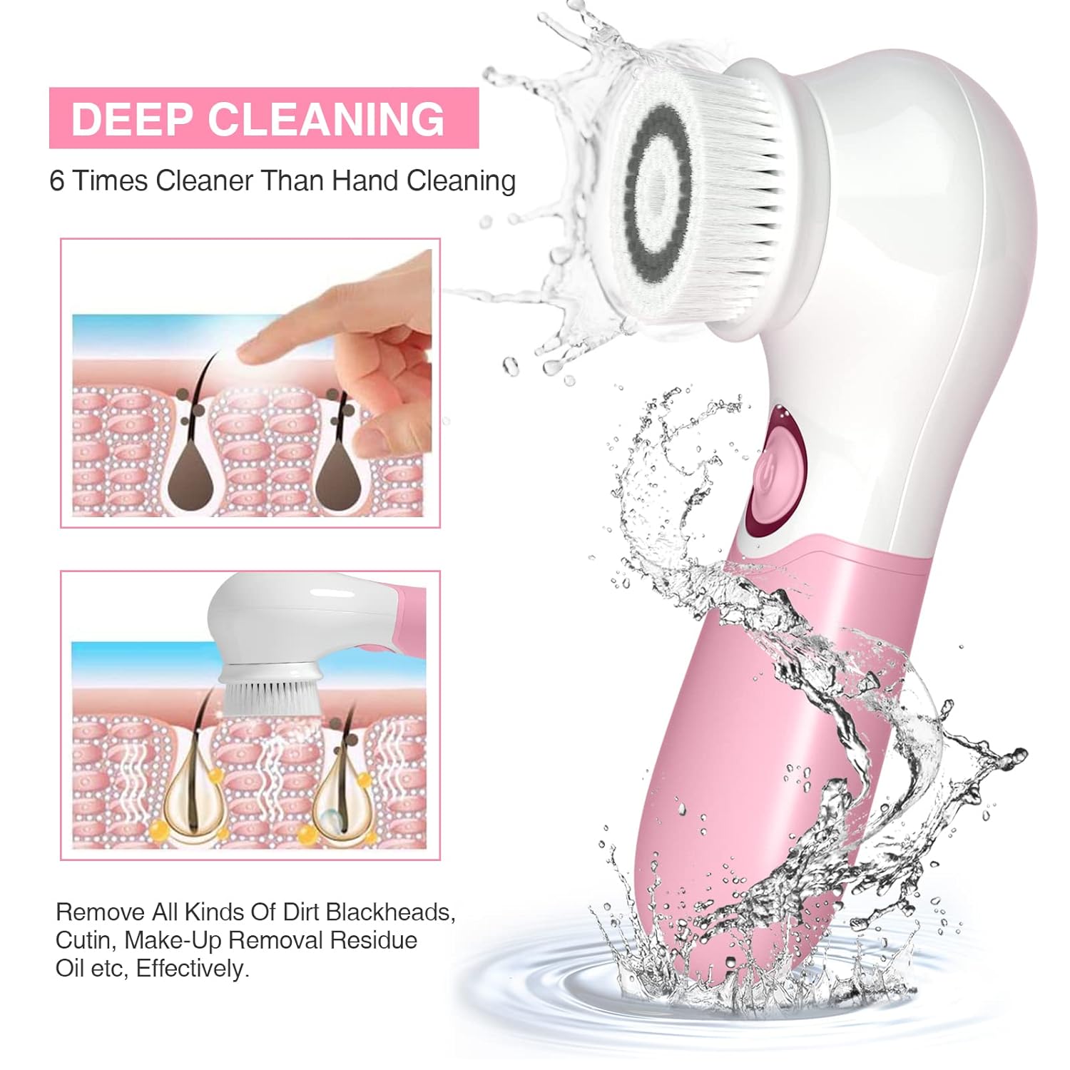 TOUCHBeauty Electric Face Brush with 3 Heads for Deep Cleansing & Exfoliation - Image 3