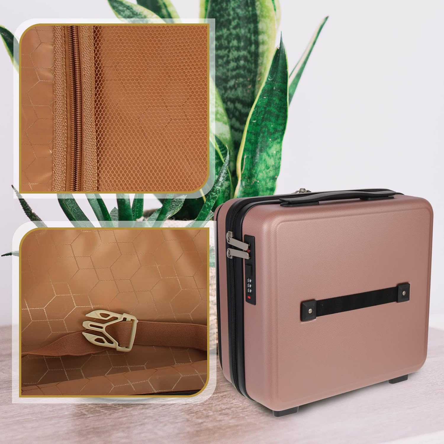Rose Hard Shell Cosmetic Case Organizer Bag for Travel, 31x28cm - Image 4