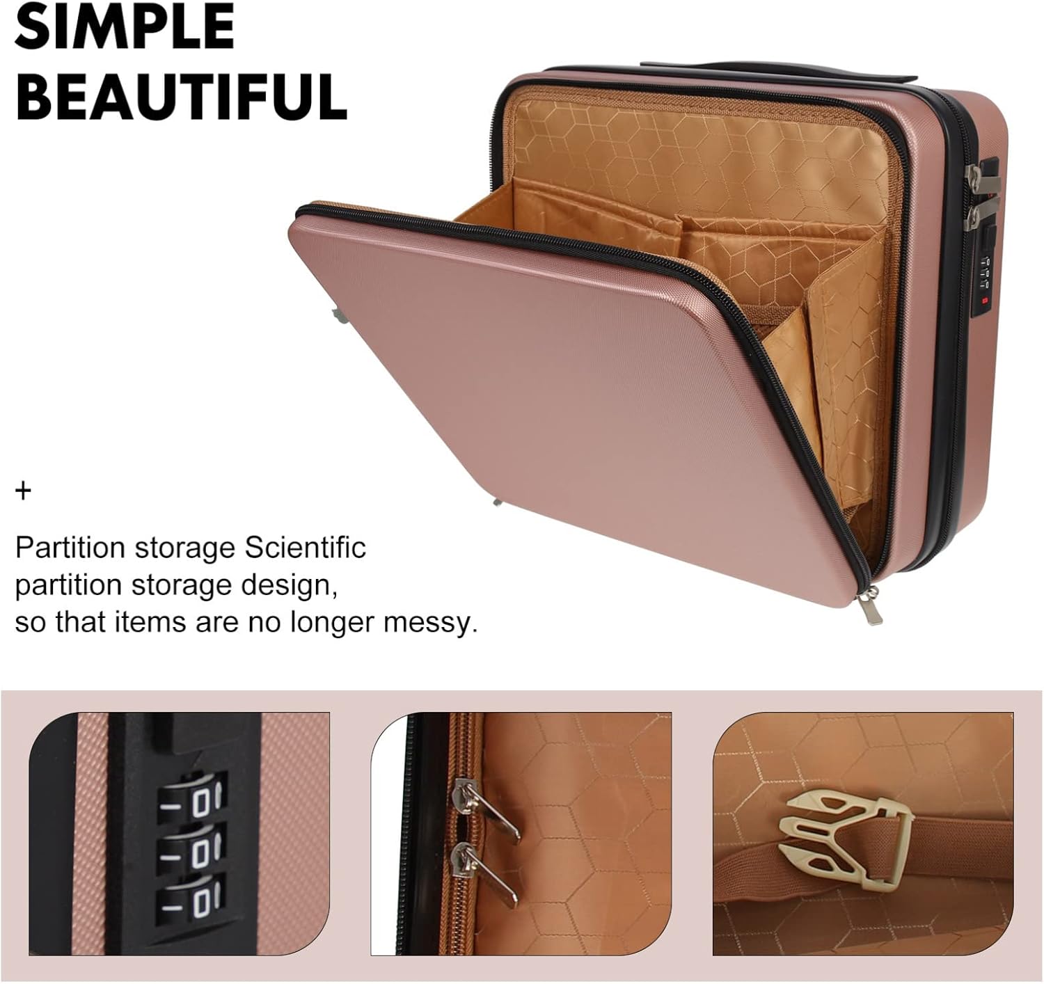 Rose Hard Shell Cosmetic Case Organizer Bag for Travel, 31x28cm - Image 2