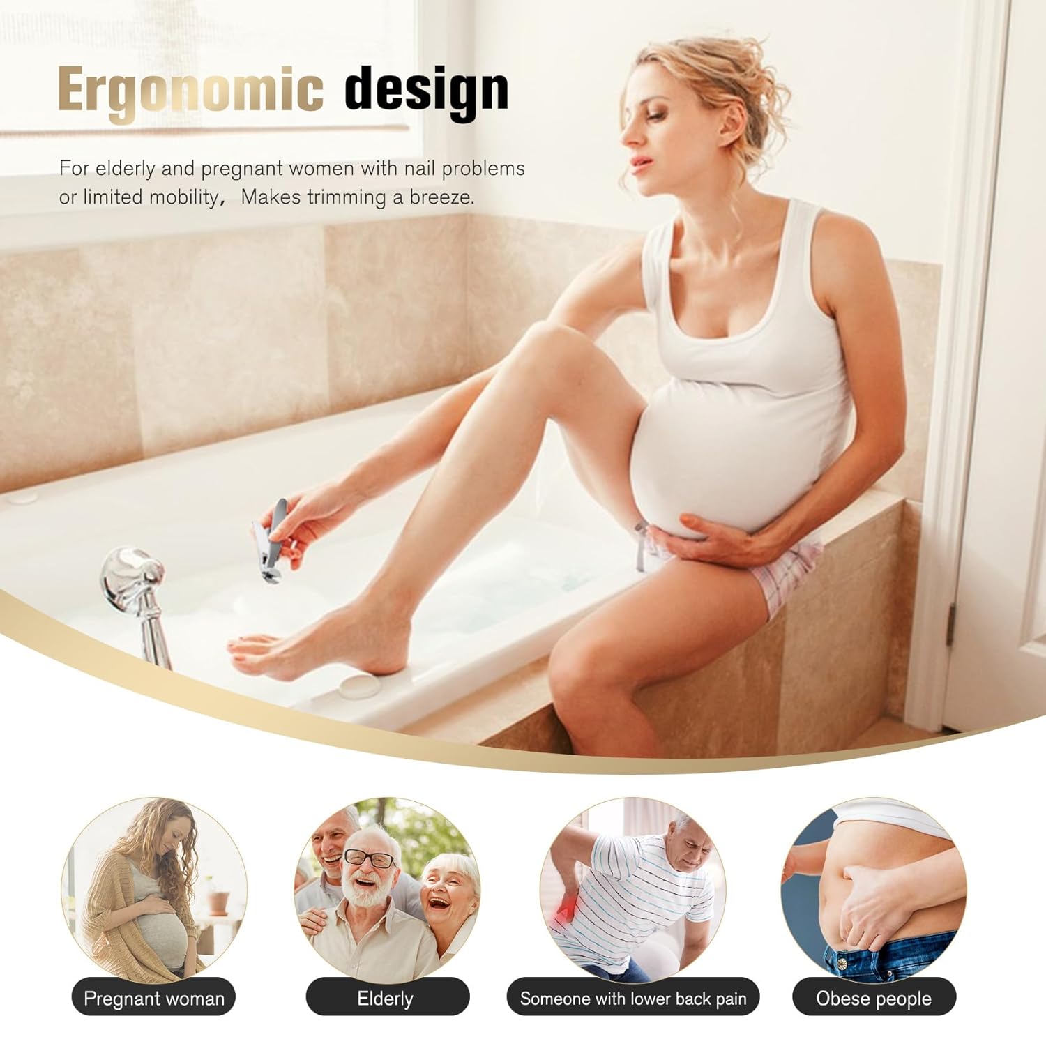 FERYES Ergonomic Long Handled Toenail Clipper for Seniors with Wide Jaw Catcher - Image 5
