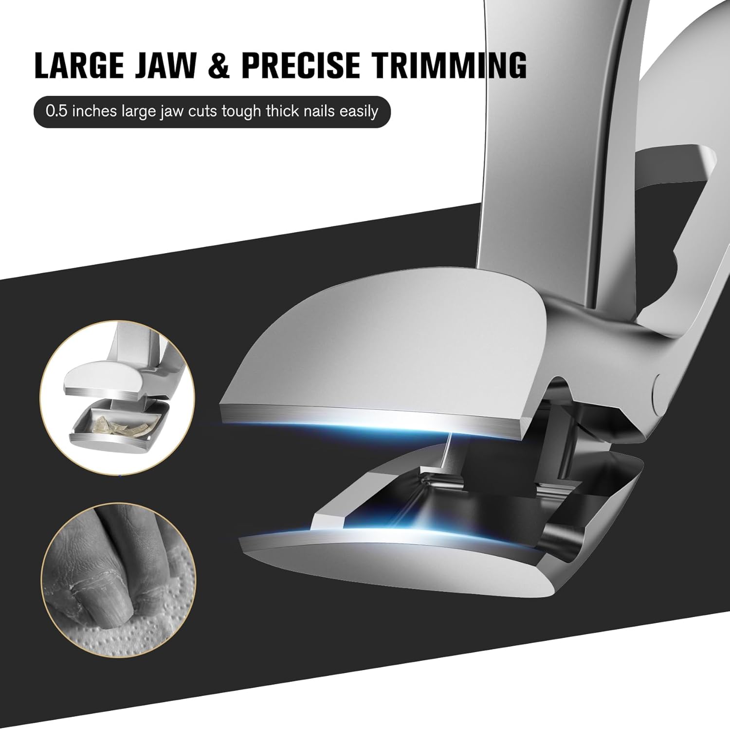FERYES Ergonomic Long Handled Toenail Clipper for Seniors with Wide Jaw Catcher - Image 4