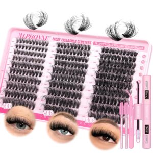 Fluffy Lash Extension Kit 300pcs 40D-60D Wispy Clusters with Bond, Seal & Tweezers
