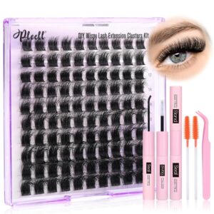 Fluffy Wispy Lash Extension Kit 10-18MM with Bond, Seal, Tweezers, Brush - 100pcs D Curl