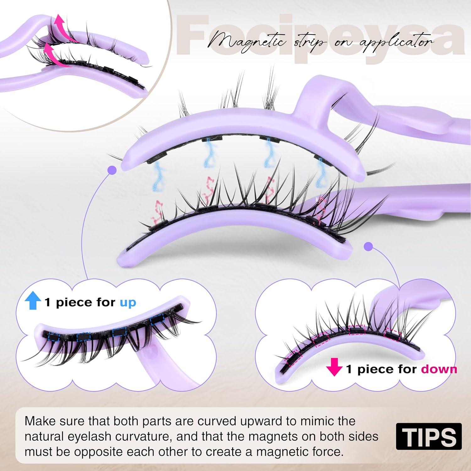 Focipeysa Magnetic Wispy Eyelashes Kit with Applicator - No Glue Needed, Easy Wear - Image 4