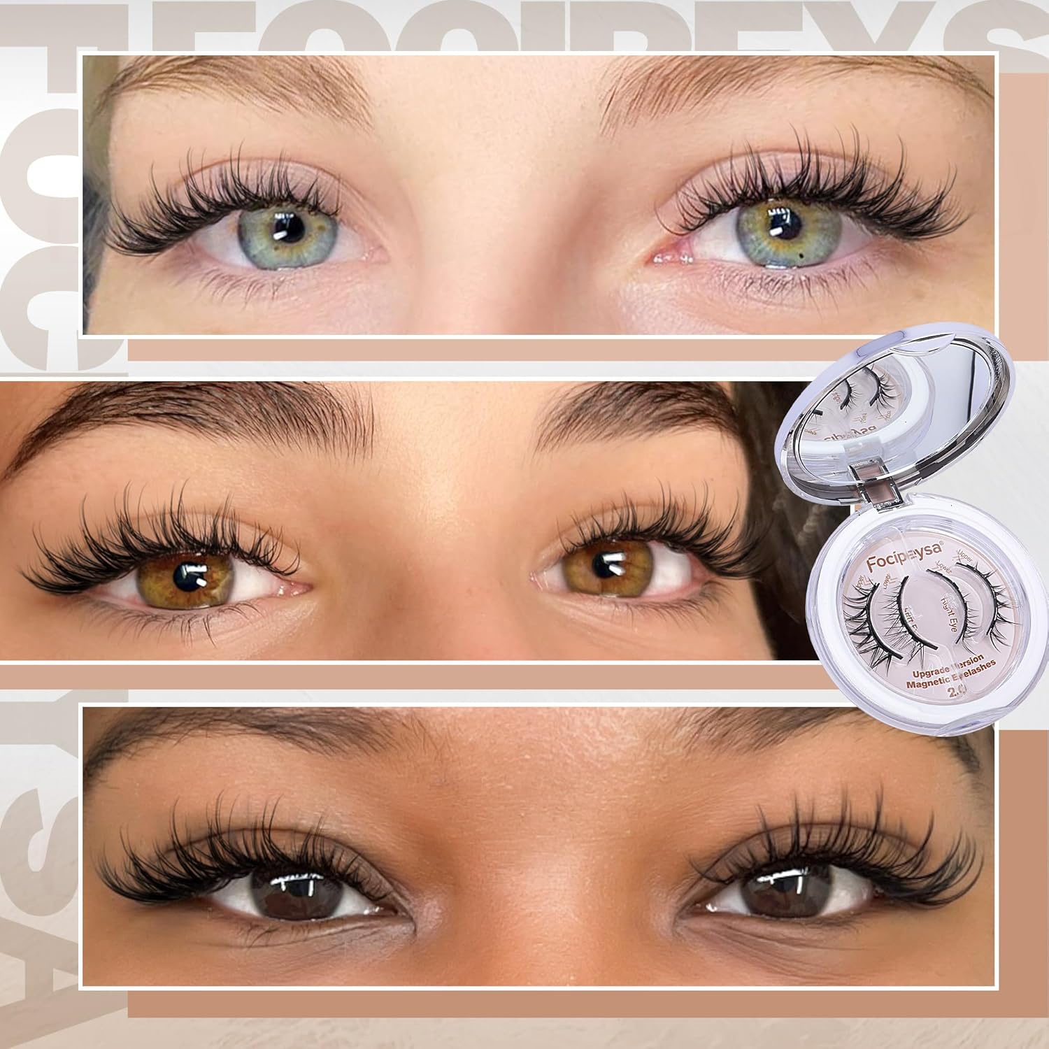 Focipeysa Magnetic Wispy Eyelashes Kit with Applicator - No Glue Needed, Easy Wear - Image 2