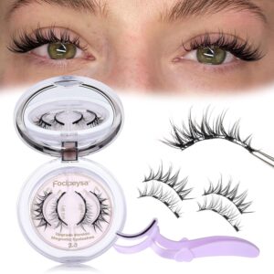 Focipeysa Magnetic Wispy Eyelashes Kit with Applicator - No Glue Needed, Easy Wear