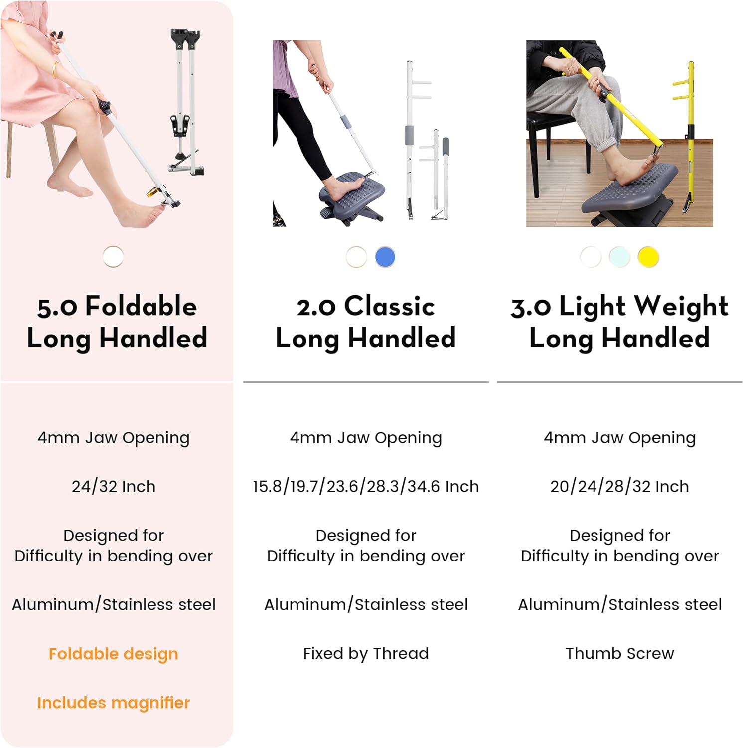 Foldable 32-Inch Long Handle Toenail Clippers with Magnifier for Seniors - Image 7