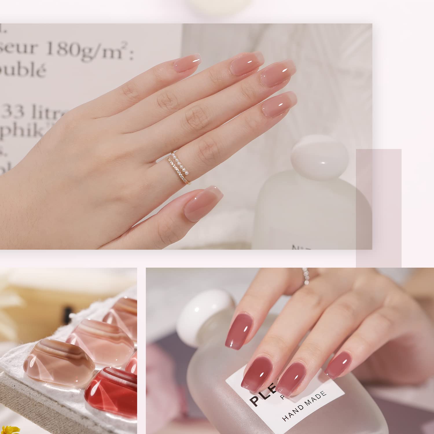 GAOY 6-Color Icy Jelly Gel Nail Polish Set - Red, Pink, Nude, UV LED - Image 3