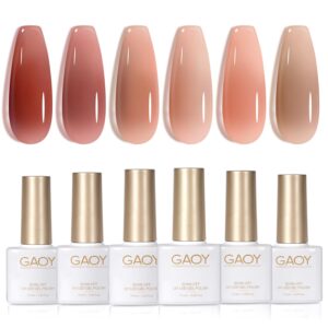 GAOY 6-Color Icy Jelly Gel Nail Polish Set - Red, Pink, Nude, UV LED