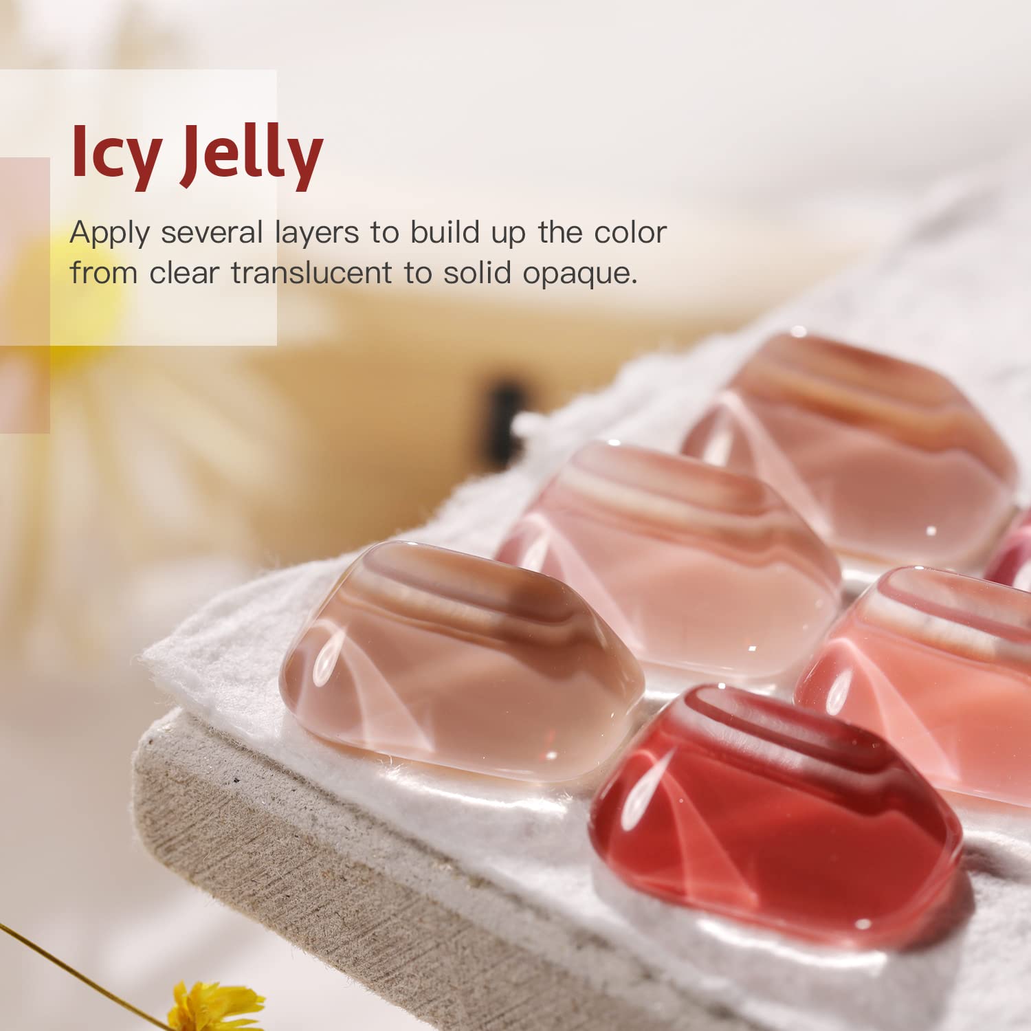 GAOY 6-Color Icy Jelly Gel Nail Polish Set - Red, Pink, Nude, UV LED - Image 6