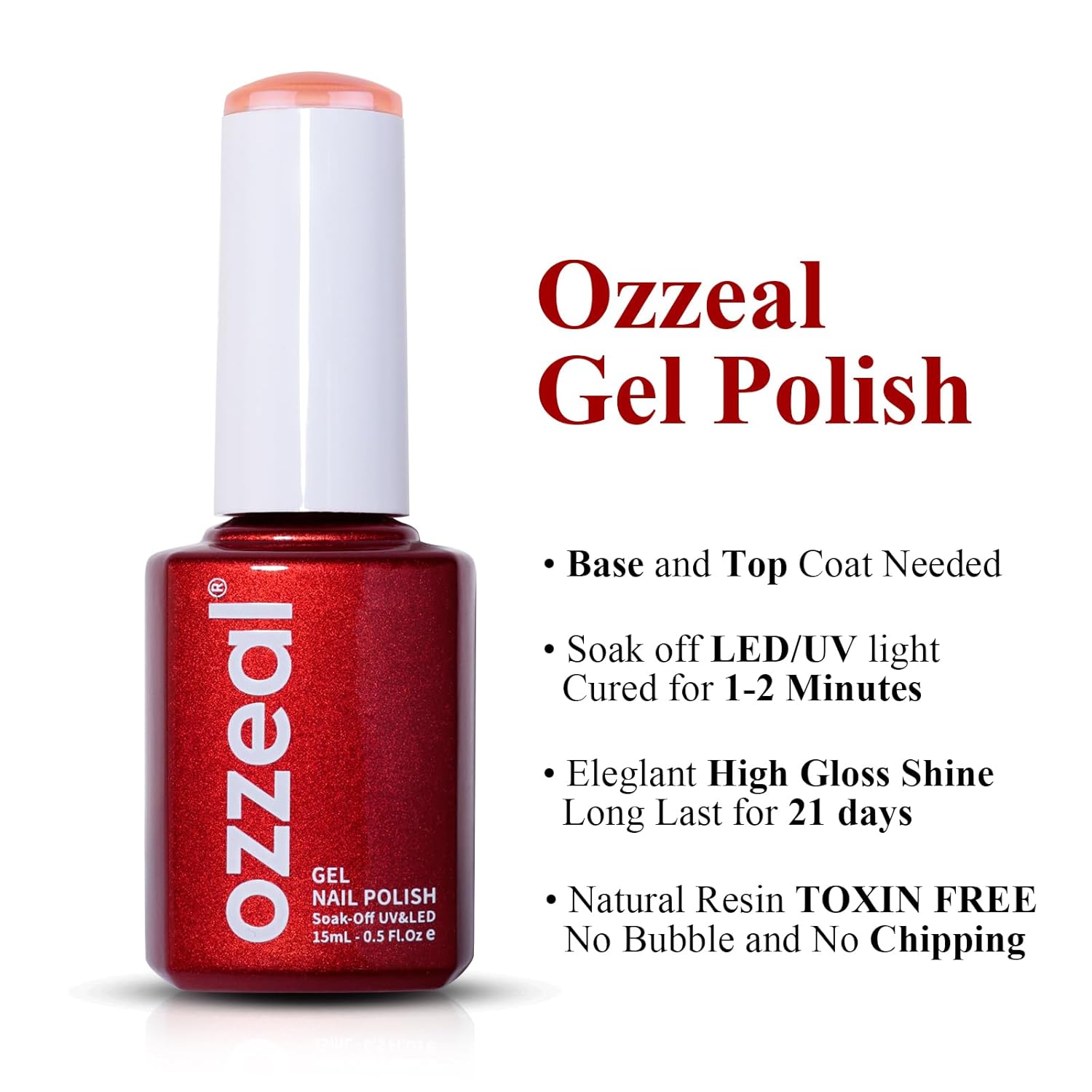 Gel Polish,0.5 Fl Oz Light Coral Orange Peach Gel Nail Polish Spring Summer Soak off LED UV Gel Nail Polish Art Starter Manicure Salon DIY Nail Gel Polish - Image 2