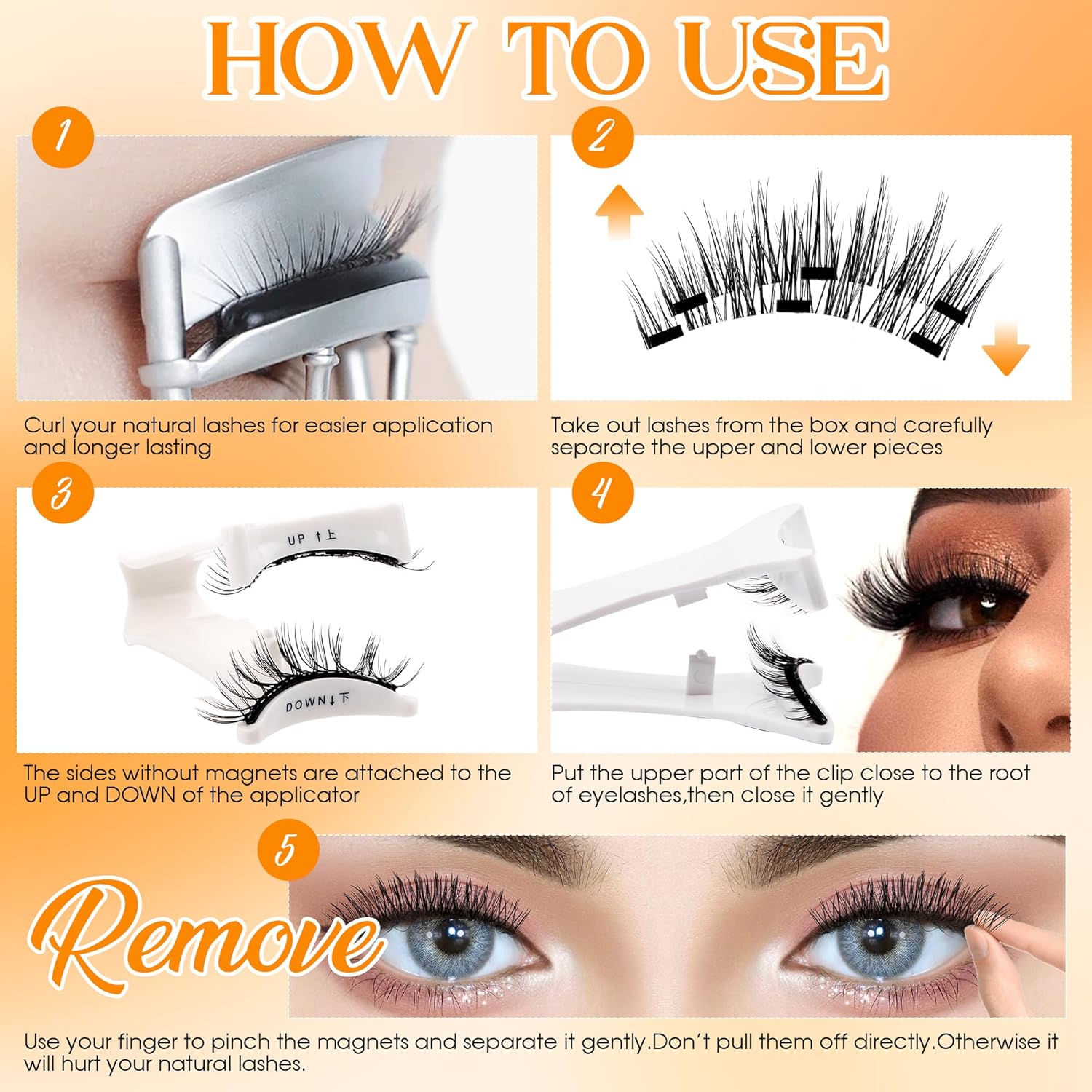 GEMERRY 2 Pairs Magnetic Eyelashes Kit with Applicator, Mirror, No Glue Needed - Image 6