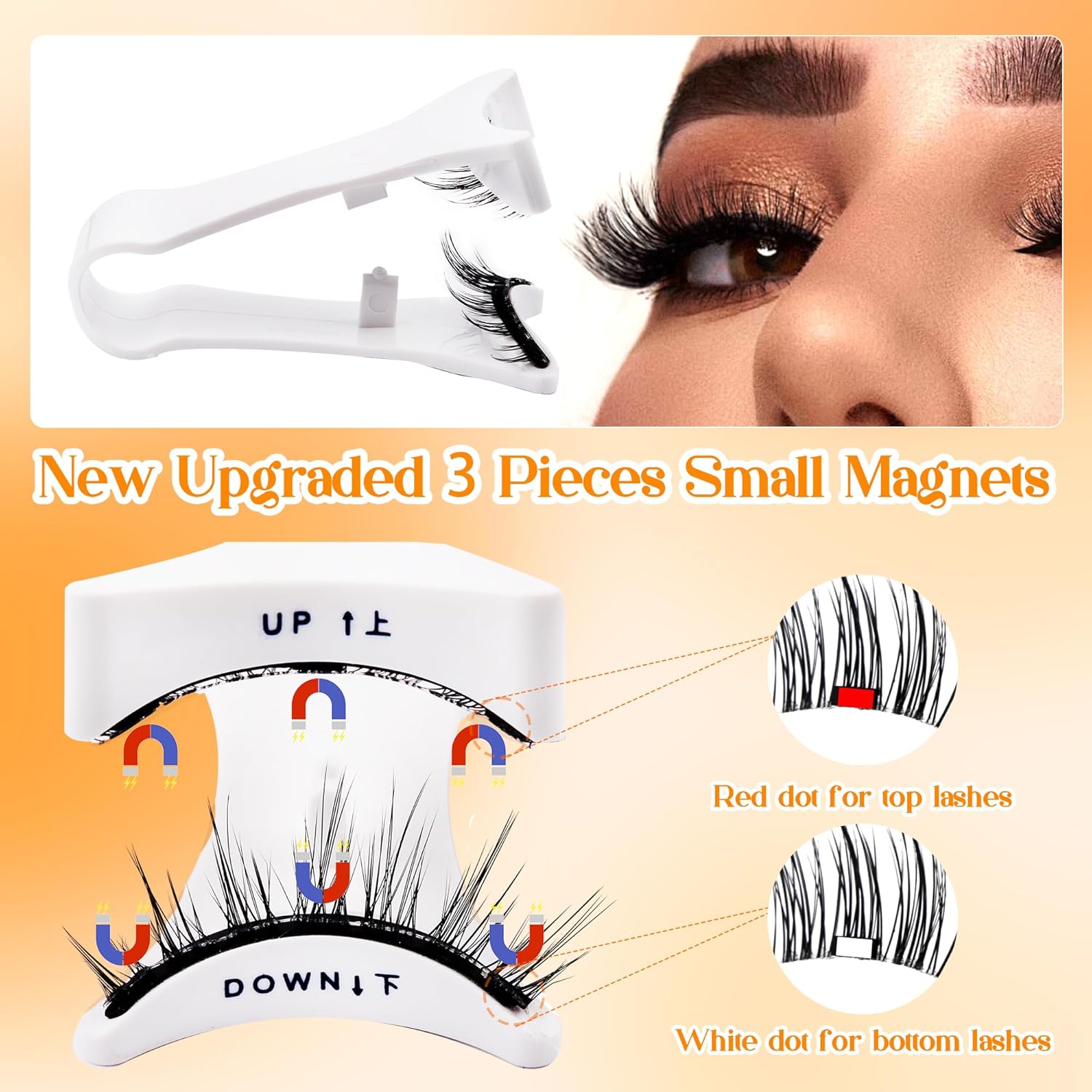 GEMERRY 2 Pairs Magnetic Eyelashes Kit with Applicator, Mirror, No Glue Needed - Image 4