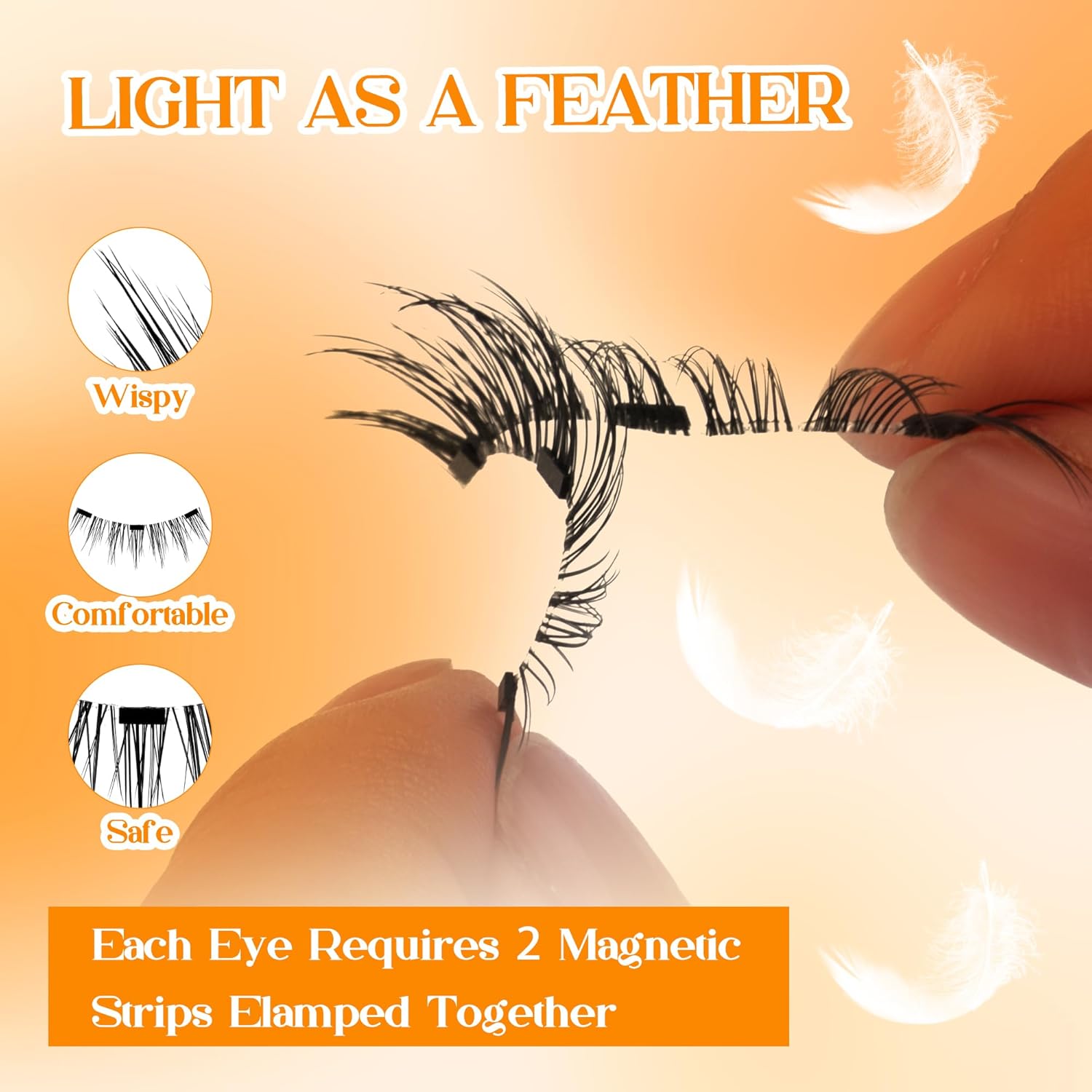 GEMERRY 2 Pairs Magnetic Eyelashes Kit with Applicator, Mirror, No Glue Needed - Image 3