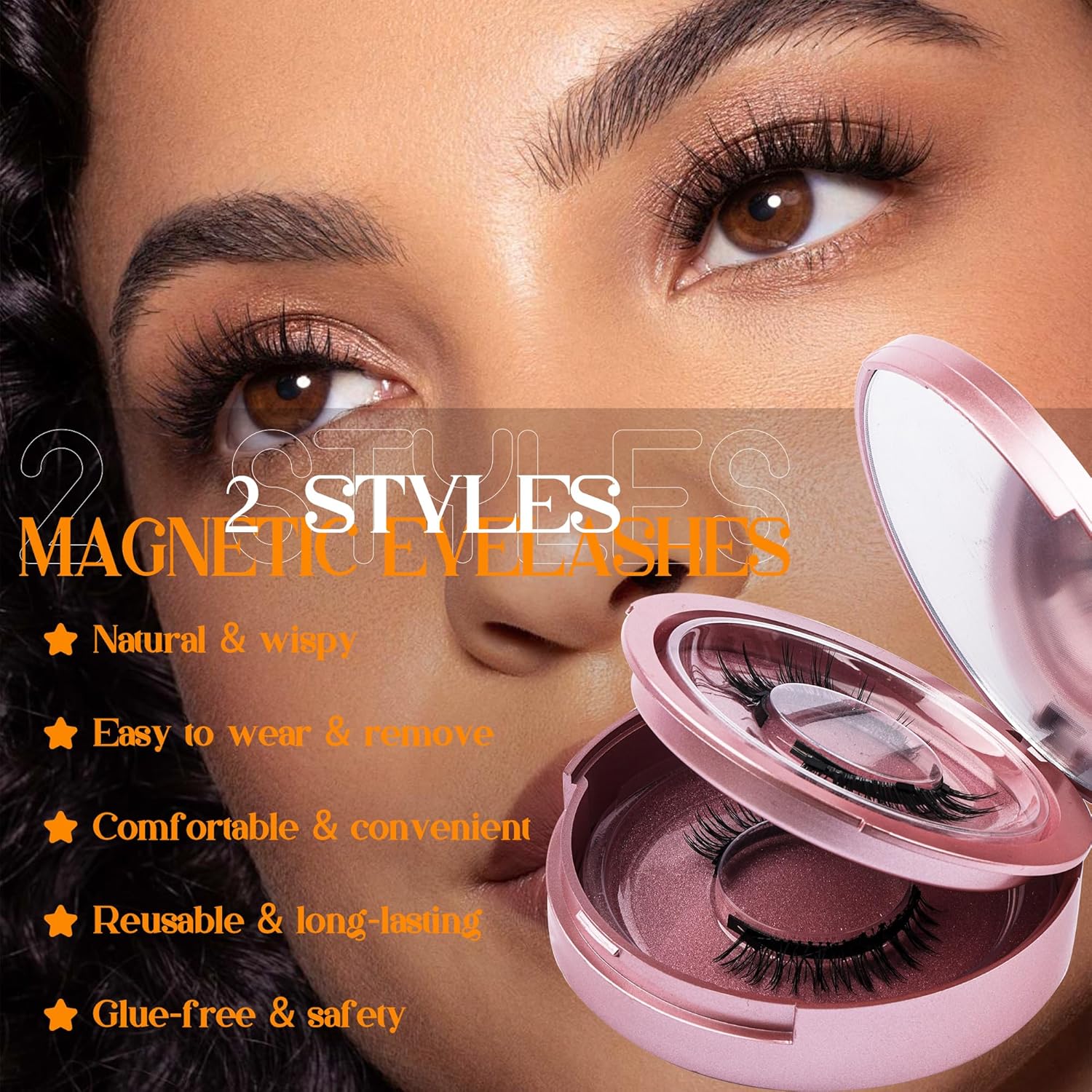 GEMERRY 2 Pairs Magnetic Eyelashes Kit with Applicator, Mirror, No Glue Needed - Image 2