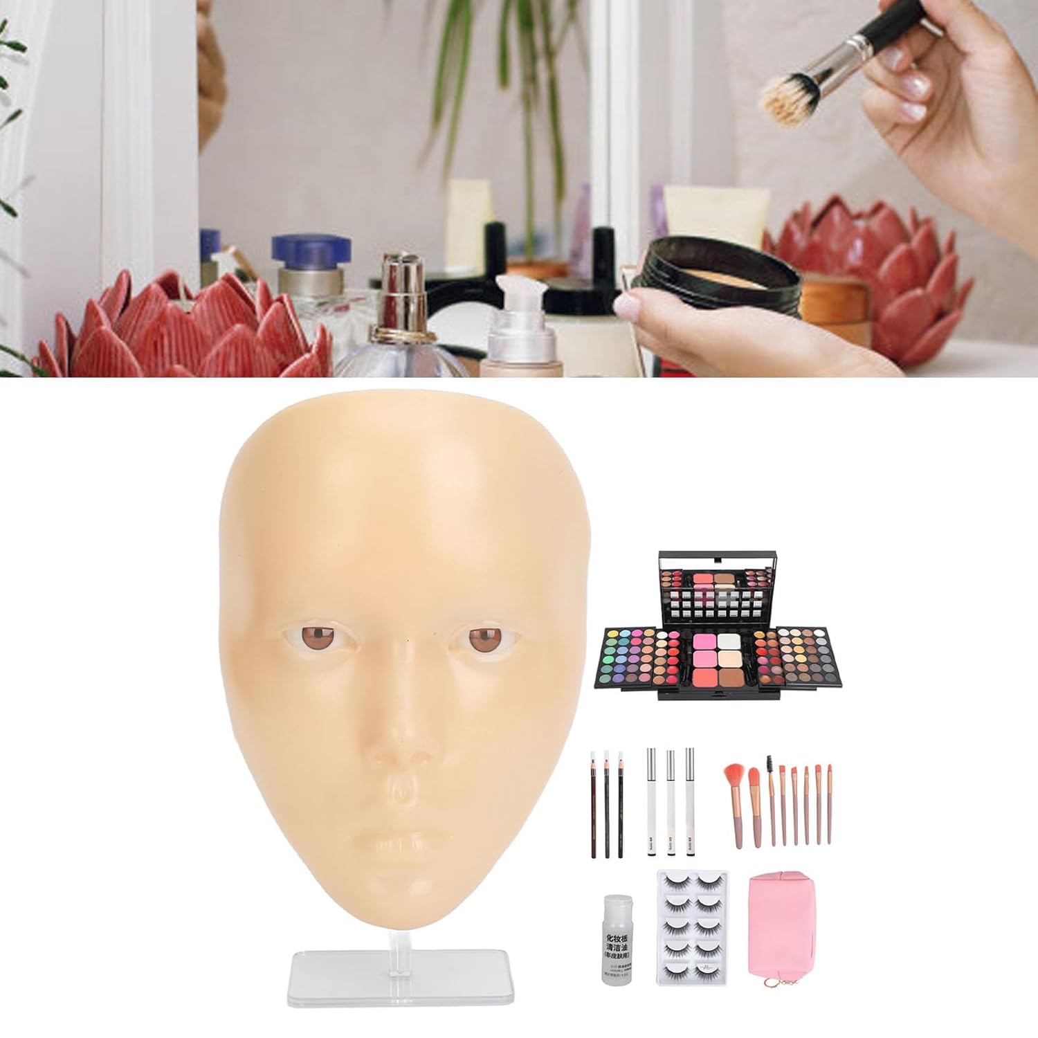 Gernie Deluxe 8-Piece Makeup Practice Brush Set with Luxury Mannequin Palettes - Image 3