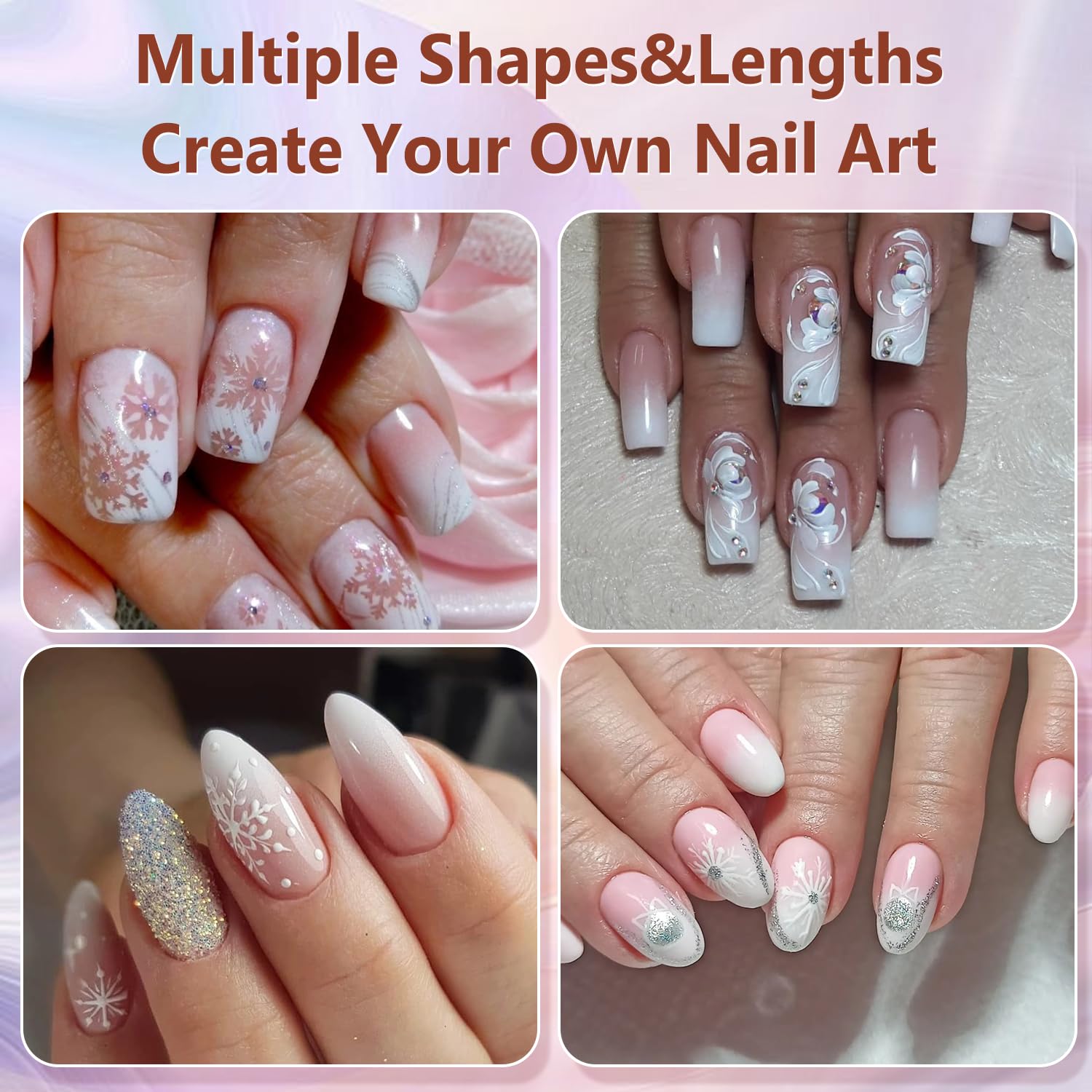 Gradient Pink Ombre Press-On Nails, 24PCS Long Coffin Style for Women - Image 6