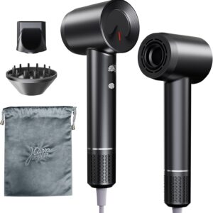 Hair Dryer, High Speed Negative Ionic Blow Dryer with 110, 000 RPM Brushless Motor for Fast Drying, Lightweight, Low Noise Ionic Hair Dryer with Diffuser and Nozzle, for Home, Travel, Gift