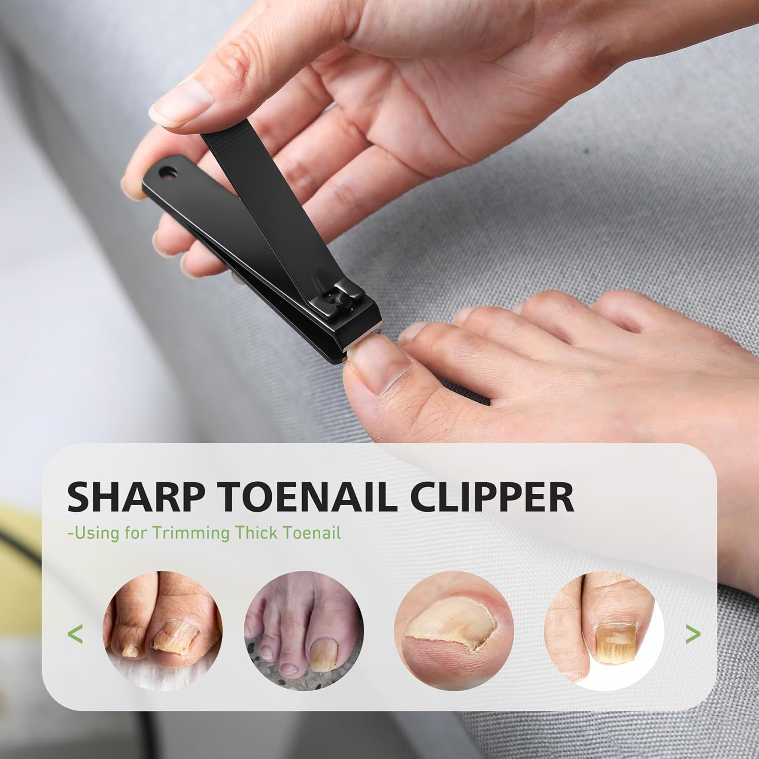 Heavy Duty Stainless Steel Nail Clippers for Thick Toenails - Black - Image 4