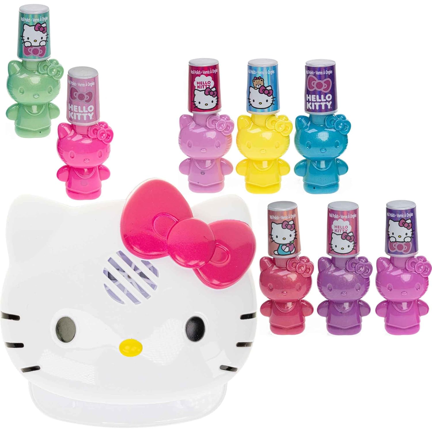 Hello Kitty Nail Polish Set for Kids, 8 Non-Toxic Peel-Off Shades with Dryer - Image 6