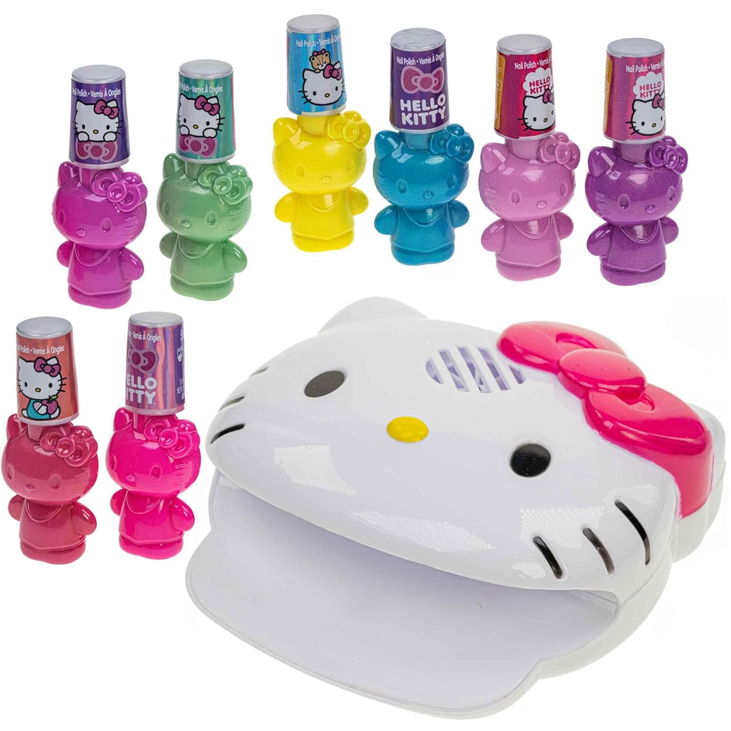 Hello Kitty Nail Polish Set for Kids, 8 Non-Toxic Peel-Off Shades with Dryer - Image 7