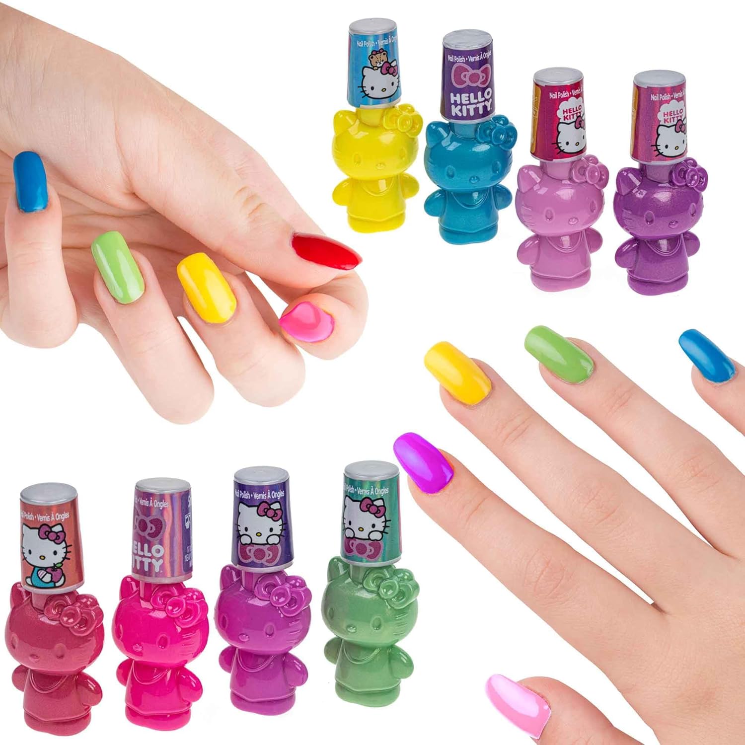 Hello Kitty Nail Polish Set for Kids, 8 Non-Toxic Peel-Off Shades with Dryer - Image 8