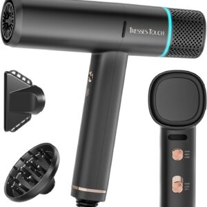 High-Speed 150000 RPM Ionic Hair Dryer with Diffuser and Nozzle, Black