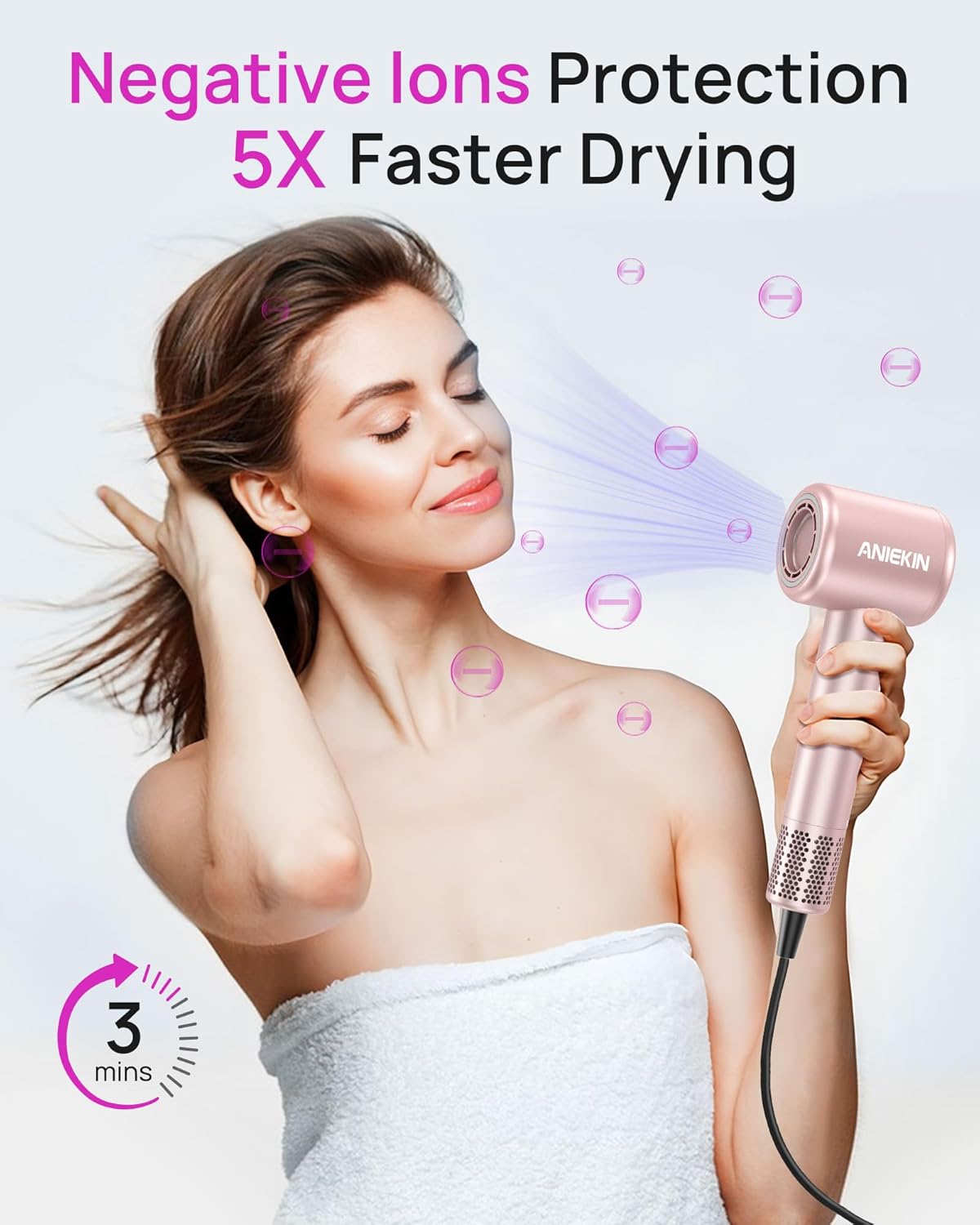 High-Speed Ionic Hair Dryer with Brushless Motor, Quiet, Compact, Magnetic Diffuser - Image 2