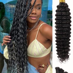 100g 16 Inch Deep Water Wave Bulk Human Braiding Hair Extensions