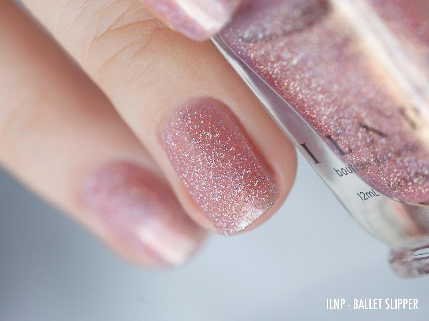 ILNP Ballet Slipper - Holographic Soft Pink Nail Polish - Image 3