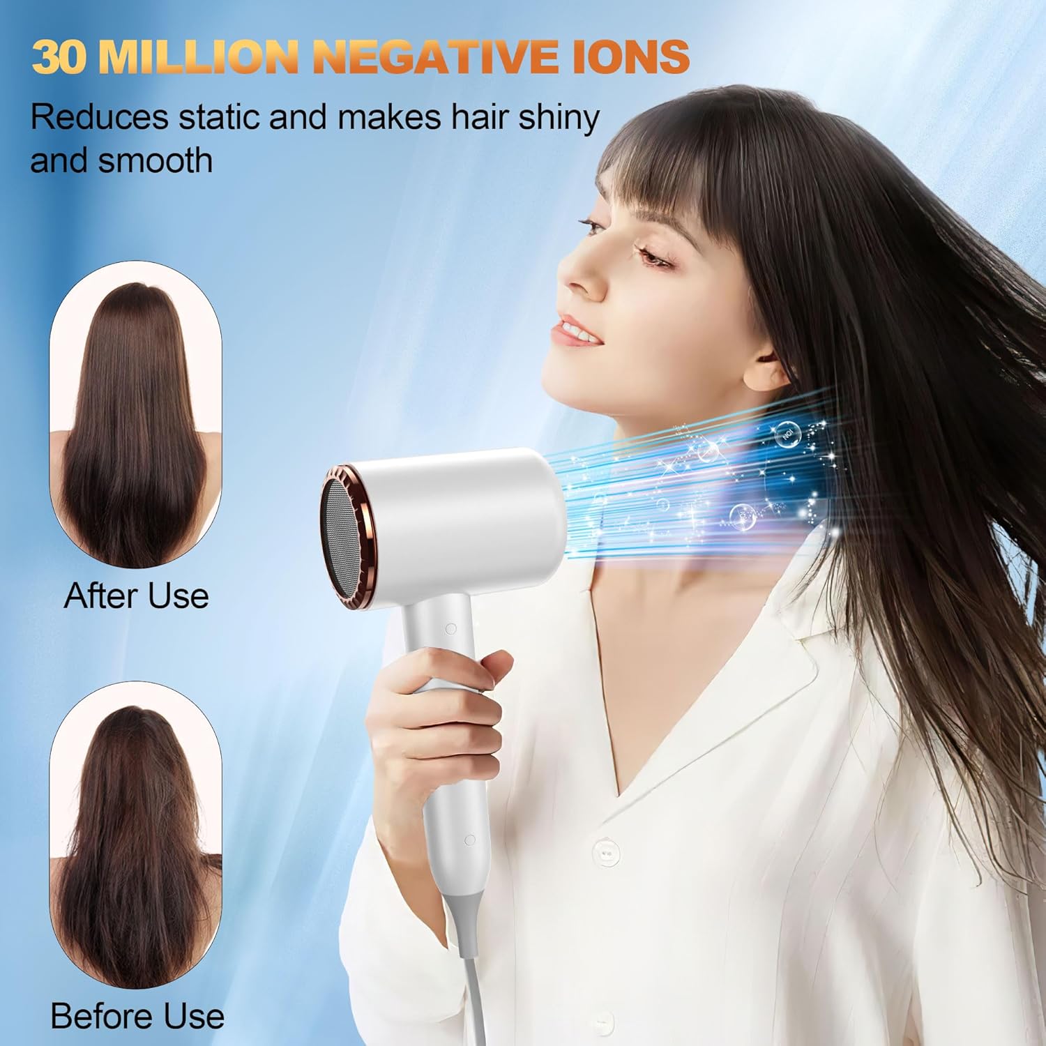 Ionic 1875W Hair Dryer with Diffuser, Nozzle, 2 Heat & 3 Speed Settings - Image 3