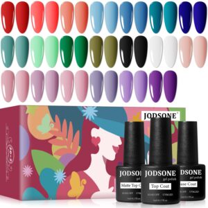 JODSONE 23 PCS Long-Lasting Gel Nail Polish Set with Glossy & Matte Top Coats